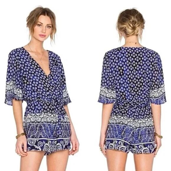 Lovers + Friends Isabelle Romper in Royal Scarf Size Small - Picture 3 of 9